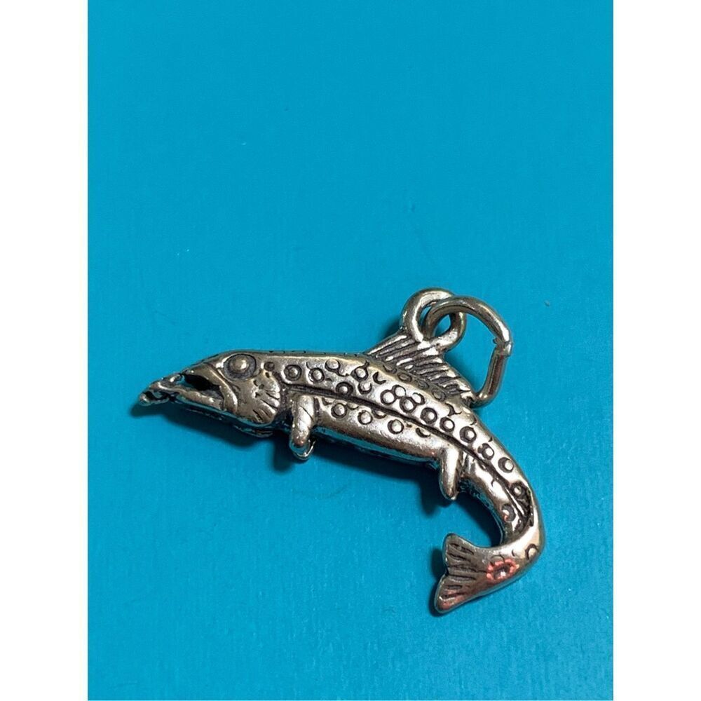 .925 Fish Trout Sterling Silver Jewelry Charm #sea life